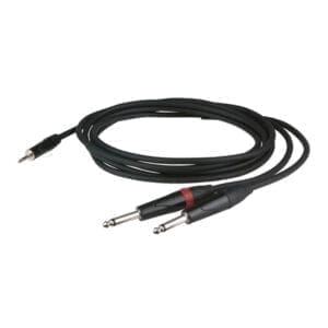 DAP Stereo MiniJack male – 2 x mono Jack male kabel (1,5 meter) Kabels en aansluitingen J&H licht en geluid
