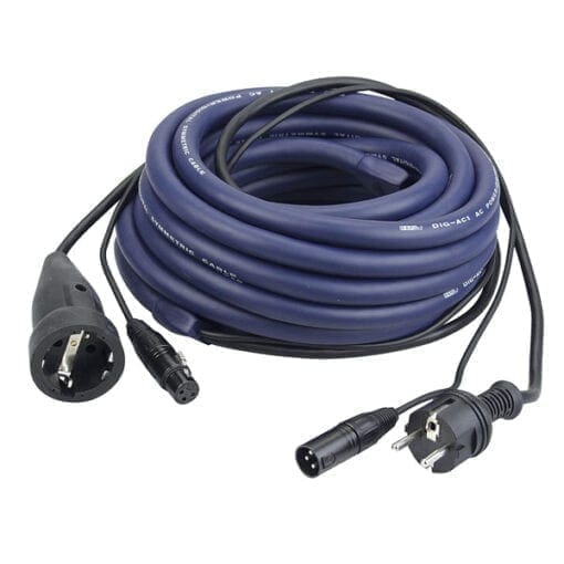 DAP Licht Power/Signaal kabel, Schuko male – Schuko female & XLR male – XLR female, 15 meter Gecombineerde stroom- en lichtsignaalkabels J&H licht en geluid