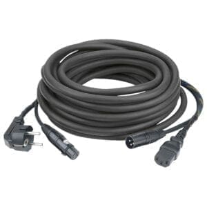 DAP Audio Power/Signaal kabel Schuko male – IEC female & XLR female – XLR male, 10 meter (zwart) Gecombineerde stroom- en audiosignaalkabels J&H licht en geluid