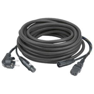 DAP Audio Power/Signaal kabel Schuko male – IEC female & XLR female – XLR male, 15 meter (zwart) Gecombineerde stroom- en audiosignaalkabels J&H licht en geluid