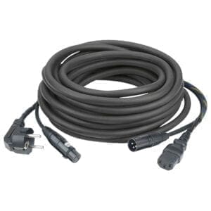 DAP Audio Power/Signaal kabel Schuko male – IEC female & XLR female – XLR male, 20 meter (zwart) Gecombineerde stroom- en audiosignaalkabels J&H licht en geluid