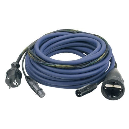 DAP Audio Power/Signaal kabel Schuko male – Schuko female & XLR female – XLR male, 10 meter Gecombineerde stroom- en audiosignaalkabels J&H licht en geluid