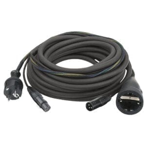 DAP Audio Power/Signaal kabel Schuko male – Schuko female & XLR female – XLR male, 10 meter (zwart) Gecombineerde stroom- en audiosignaalkabels J&H licht en geluid
