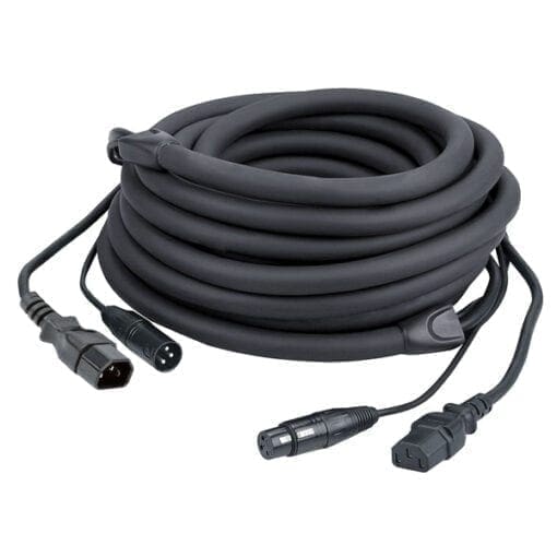 DAP IEC verlengkabel + DMX kabel, 10 meter (zwart) Gecombineerde stroom- en lichtsignaalkabels J&H licht en geluid