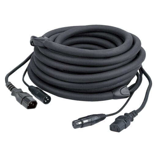 DAP IEC verlengkabel + DMX kabel, 6 meter (zwart) Gecombineerde stroom- en lichtsignaalkabels J&H licht en geluid