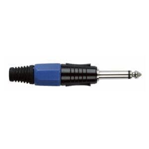 DAP Jackplug 6.3mm Mono Zwart met Blauwe eindkap Aansluitingen en connectoren J&H licht en geluid