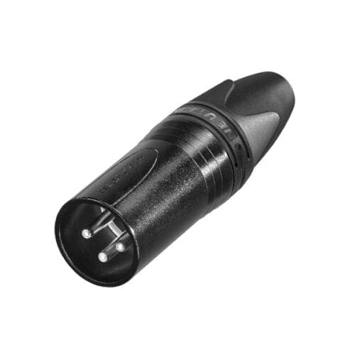 Neutrik 3-pins XLR male connector met verzilverde contactpinnen, zwart Aansluitingen en connectoren J&H licht en geluid