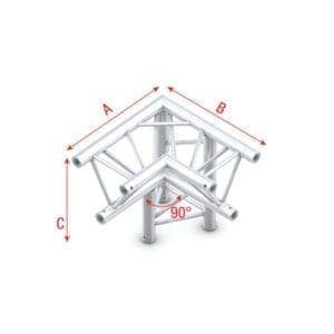 Showtec PT30-012 3-weg truss koppelstuk Apex Down, Hoek 90 + Rechts omlaag Podium en rigging J&H licht en geluid