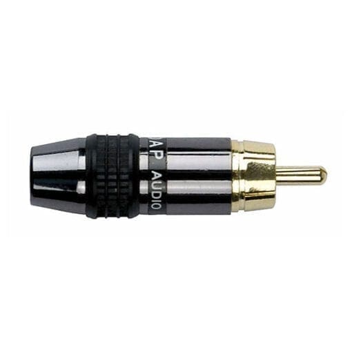 DAP vergulde RCA (tulp) male plug, zwarte eindkap Tulp-RCA-Cinch J&H licht en geluid