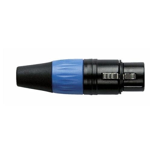 DAP N-CON 3-polige XLR female connector, Zwart, blauwe eindkap Aansluitingen en connectoren J&H licht en geluid