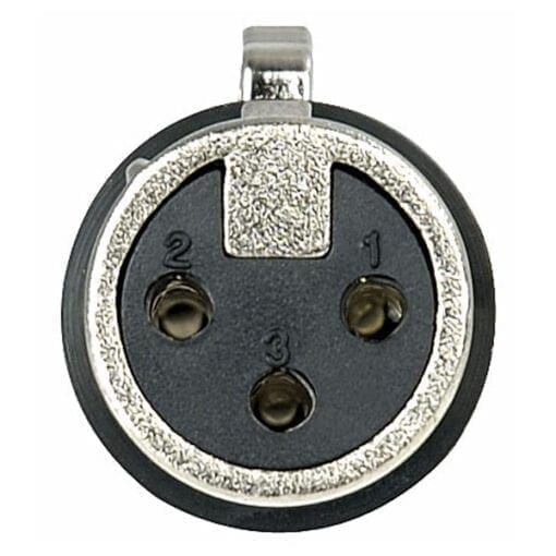 DAP N-CON 3-polige XLR female connector, Nikkel, zwarte eindkap Aansluitingen en connectoren J&H licht en geluid