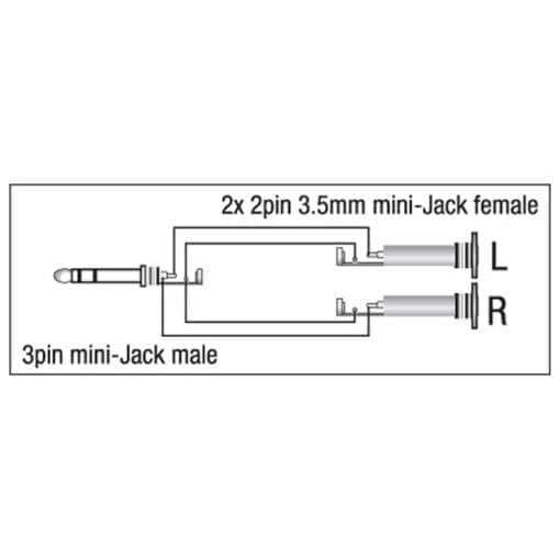DAP Xcaliber miniJack male stereo – 2 miniJack female mono (L+R) Adapters J&H licht en geluid 2
