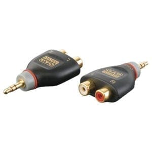 DAP Xcaliber miniJack male stereo – 2 RCA (tulp) female mono (L+R) Adapters J&H licht en geluid