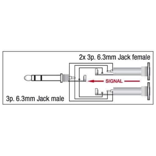 DAP Xcaliber Jack male – 2 Jack female stereo adapter Adapters J&H licht en geluid 2