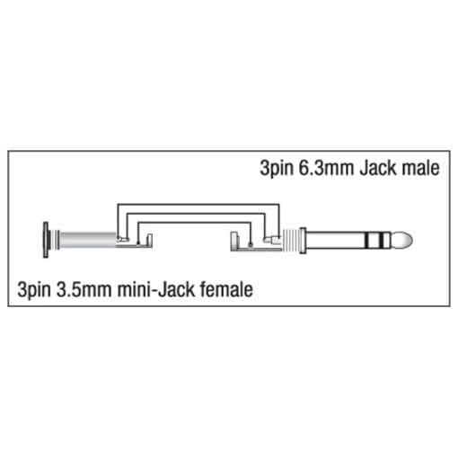 DAP Xcaliber Jack male – miniJack female stereo 90° adapter Adapters J&H licht en geluid 2