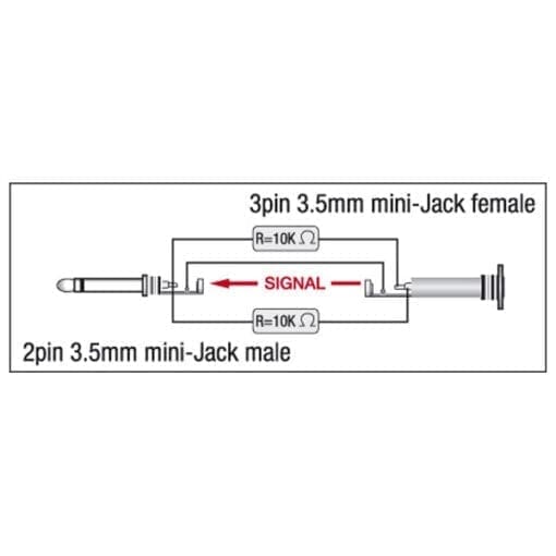 DAP Xcaliber miniJack female stereo – miniJack male mono adapter Adapters J&H licht en geluid 2