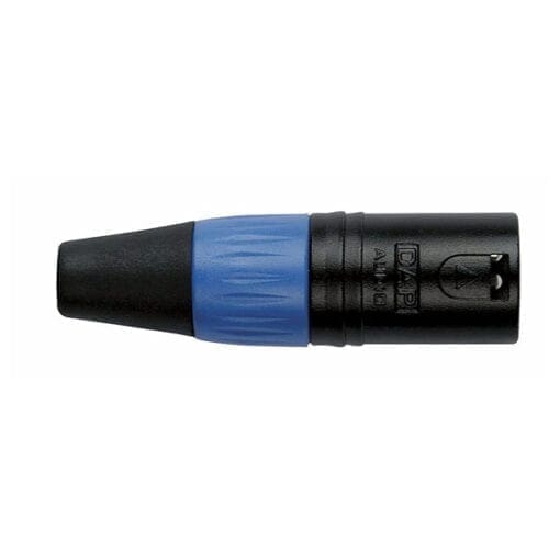 DAP N-CON zwarte 3-polige XLR male connector, blauwe eindkap Aansluitingen en connectoren J&H licht en geluid