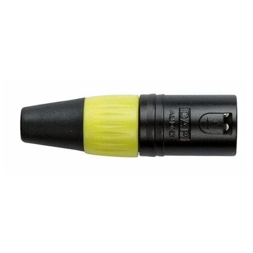 DAP N-CON zwarte 3-polige XLR male connector, gele eindkap Aansluitingen en connectoren J&H licht en geluid