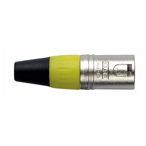 DAP N-CON 3-polige XLR male connector, Nikkel, gele eindkap Aansluitingen en connectoren J&H licht en geluid