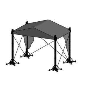 Milos MR2 Roofsystem 10x6m incl. canopy Podium en rigging J&H licht en geluid