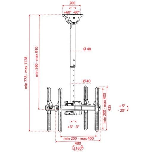 Showgear CLB3255SD TV Ceiling Mount Short Double Sided Audiovisueel J&H licht en geluid 2