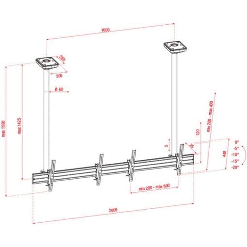 Showgear PCM4555L-2 Dual Screen Ceiling Mount Long Audiovisueel J&H licht en geluid 2