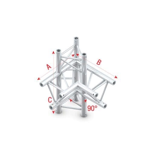 Milos Pro-30 Triangle G Truss – T-Cross vertical 3-way, apex up – 50 cm Podium en rigging J&H licht en geluid