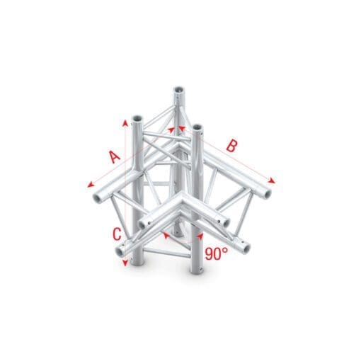 Milos Pro-30 Triangle G Truss – Corner up/down, right – 50 cm Podium en rigging J&H licht en geluid